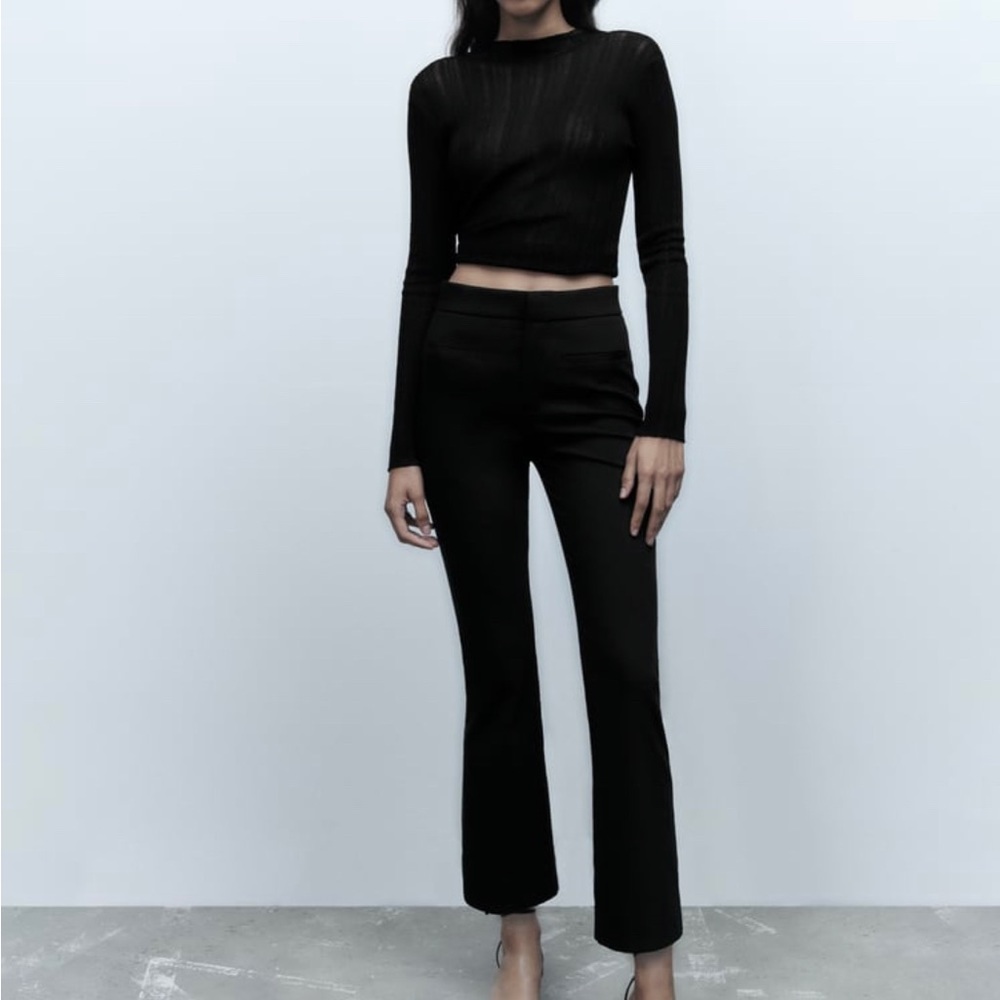 zara black mini flare pants - Picture 1 of 3